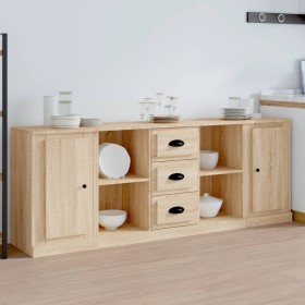 Sideboards 3 Stück Sonoma-Eichensperrholz von vidaXL, Sideboards - Ref: Foro24-3185258, Preis: 157,48 €, Rabatt: %