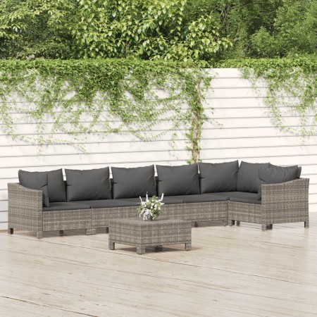 7-teiliges Gartenmöbel-Set und graue synthetische Rattankissen von vidaXL, Gartensets - Ref: Foro24-3187277, Preis: 526,00 €,...