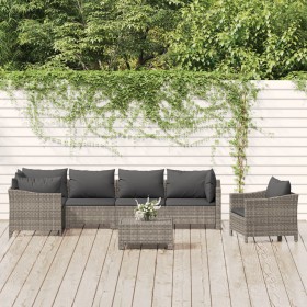 7-teiliges Gartenmöbel-Set und Kissen synthetisches Rattangrau von vidaXL, Gartensets - Ref: Foro24-3187283, Preis: 575,50 €,...