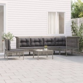 7-teiliges Gartenmöbel-Set und graue synthetische Rattankissen von vidaXL, Gartensets - Ref: Foro24-3187525, Preis: 341,97 €,...