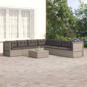 7-teiliges Gartenmöbel-Set und graue synthetische Rattankissen von vidaXL, Gartensets - Ref: Foro24-3187206, Preis: 618,99 €,...