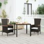 Schwarzer Gartentisch aus PE-Rattan und Oberfläche aus massivem Akazienholz von vidaXL, Gartentische - Ref: Foro24-319548, Pr...