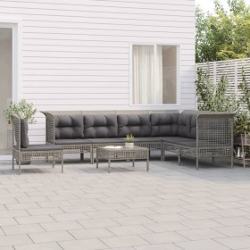 8-piece garden furniture set and gray synthetic rattan cushions by vidaXL, Garden sets - Ref: Foro24-3187529, Price: 398,34 €...