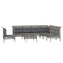 8-piece garden furniture set and gray synthetic rattan cushions by vidaXL, Garden sets - Ref: Foro24-3187529, Price: 398,51 €...