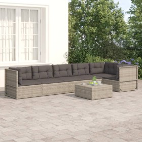 6-teiliges Gartenmöbel-Set und graue synthetische Rattankissen von vidaXL, Gartensets - Ref: Foro24-3187197, Preis: 514,99 €,...