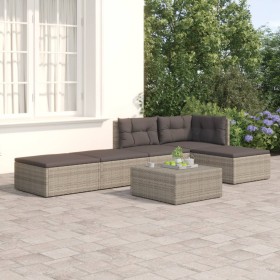 5-teiliges Gartenmöbel-Set und graue synthetische Rattankissen von vidaXL, Gartensets - Ref: Foro24-3187188, Preis: 382,99 €,...