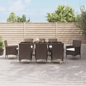 Garten-Essgruppe 9-teilig und braune synthetische Rattankissen von vidaXL, Gartensets - Ref: Foro24-3187313, Preis: 639,81 €,...