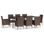 Set comedor para jardín 9 pzas y cojines ratán sintético marrón de vidaXL, Conjuntos de jardín - Ref: Foro24-3187313, Precio:...