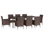 Set comedor para jardín 9 pzas y cojines ratán sintético marrón de vidaXL, Conjuntos de jardín - Ref: Foro24-3187313, Precio:...