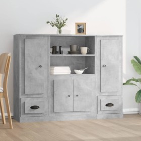 Tall highboard 3 pieces plywood gray concrete by vidaXL, Sideboards - Ref: Foro24-3185315, Price: 183,16 €, Discount: %