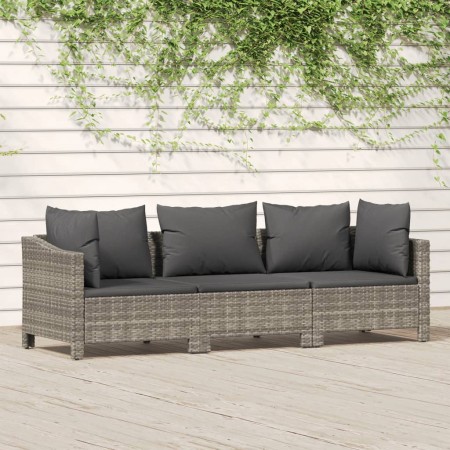 3-teiliges Gartenmöbel-Set und Kissen synthetisches Rattangrau von vidaXL, Gartensets - Ref: Foro24-3187262, Preis: 247,99 €,...