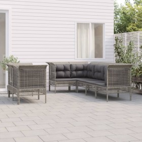 7-teiliges Gartenmöbel-Set und graue synthetische Rattankissen von vidaXL, Gartensets - Ref: Foro24-3187541, Preis: 413,99 €,...