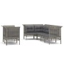 Set de muebles de jardín 7 pzas y cojines ratán sintético gris de vidaXL, Conjuntos de jardín - Ref: Foro24-3187541, Precio: ...