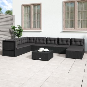 8-teiliges Gartenmöbel-Set und schwarze synthetische Rattankissen von vidaXL, Gartensets - Ref: Foro24-3187101, Preis: 646,99...