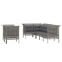 Set de muebles de jardín 7 pzas y cojines ratán sintético gris de vidaXL, Conjuntos de jardín - Ref: Foro24-3187541, Precio: ...