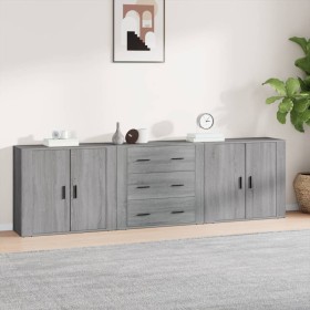 Aparadores 3 piezas madera contrachapada gris Sonoma de vidaXL, Aparadores - Ref: Foro24-3185405, Precio: 249,99 €, Descuento: %