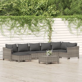 8-piece garden furniture set and gray synthetic rattan cushions by vidaXL, Garden sets - Ref: Foro24-3187294, Price: 609,32 €...