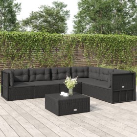 6-teiliges Gartenmöbel-Set und schwarze Kissen aus synthetischem Rattan von vidaXL, Gartensets - Ref: Foro24-3187131, Preis: ...