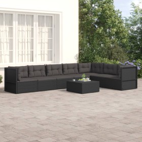 Garden furniture and cushions set 7 pieces black synthetic rattan by vidaXL, Garden sets - Ref: Foro24-3187121, Price: 660,89...