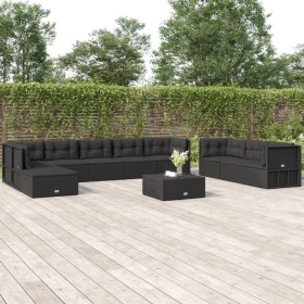 Garden furniture set 10 pieces black synthetic rattan cushions by vidaXL, Garden sets - Ref: Foro24-3187168, Price: 882,90 €,...