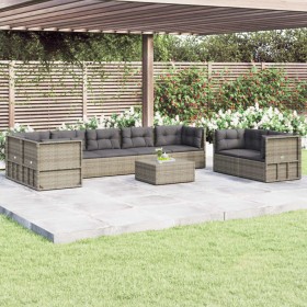 8-piece garden furniture set and gray synthetic rattan cushions by vidaXL, Garden sets - Ref: Foro24-3187227, Price: 608,01 €...