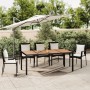 Black PE rattan garden table with solid acacia wood surface by vidaXL, Garden tables - Ref: Foro24-319554, Price: 178,09 €, D...