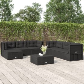 7-piece garden furniture set with black synthetic rattan cushions by vidaXL, Garden sets - Ref: Foro24-3187164, Price: 564,02...