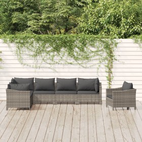 7-piece garden furniture set and gray synthetic rattan cushions by vidaXL, Garden sets - Ref: Foro24-3187286, Price: 535,53 €...