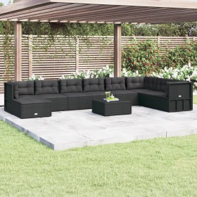 9-teiliges Gartenmöbel-Set und schwarze synthetische Rattankissen von vidaXL, Gartensets - Ref: Foro24-3187146, Preis: 737,99...