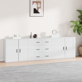 Sideboards 3 Einheiten aus glänzend weißem Sperrholz von vidaXL, Sideboards - Ref: Foro24-3185401, Preis: 279,99 €, Rabatt: %