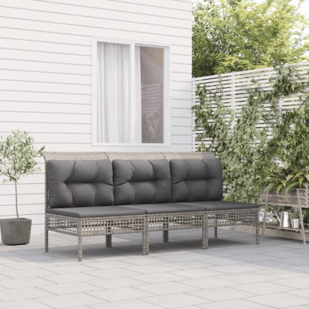 3-piece garden furniture set and gray synthetic rattan cushions by vidaXL, Garden sets - Ref: Foro24-3187470, Price: 145,54 €...