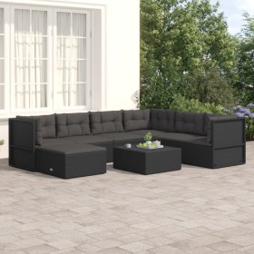 Gartenmöbel- und Kissenset, 7-teilig, schwarzes synthetisches Rattan von vidaXL, Gartensets - Ref: Foro24-3187120, Preis: 587...