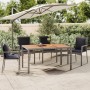 Mesa de jardín ratán PE gris y superficie madera maciza acacia de vidaXL, Mesas de jardín - Ref: Foro24-319552, Precio: 145,5...