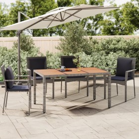 Gray PE rattan garden table and solid acacia wood surface by vidaXL, Garden tables - Ref: Foro24-319552, Price: 145,56 €, Dis...