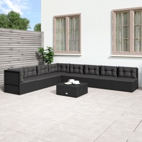 8-teiliges Gartenmöbel-Set und schwarze synthetische Rattankissen von vidaXL, Gartensets - Ref: Foro24-3187102, Preis: 648,99...