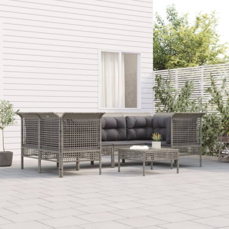 7-teiliges Gartenmöbel-Set und graue synthetische Rattankissen von vidaXL, Gartensets - Ref: Foro24-3187478, Preis: 451,25 €,...