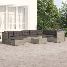 8-piece garden furniture set and gray synthetic rattan cushions by vidaXL, Garden sets - Ref: Foro24-3187205, Price: 746,99 €...