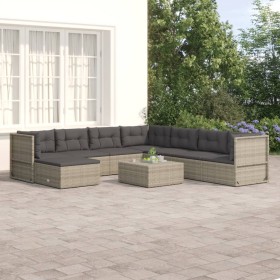 8-teiliges Gartenmöbel-Set und graue synthetische Rattankissen von vidaXL, Gartensets - Ref: Foro24-3187207, Preis: 746,99 €,...