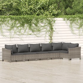 Set mit 6 Gartenmöbeln und Kissen synthetisches Rattangrau von vidaXL, Gartensets - Ref: Foro24-3187276, Preis: 440,34 €, Rab...