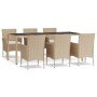 Set comedor de jardín 7 pzas con cojines ratán sintético beige de vidaXL, Conjuntos de jardín - Ref: Foro24-3187352, Precio: ...