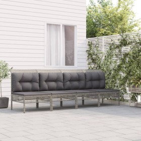 4-piece garden furniture set and gray synthetic rattan cushions by vidaXL, Garden sets - Ref: Foro24-3187471, Price: 186,99 €...