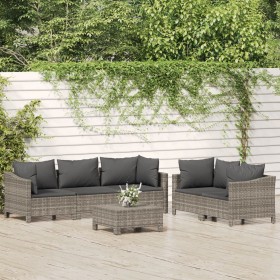 6-teiliges Gartenmöbel-Set und graue synthetische Rattankissen von vidaXL, Gartensets - Ref: Foro24-3187265, Preis: 519,99 €,...