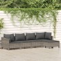 Set de muebles de jardín 5 pzas y cojines ratán sintético gris de vidaXL, Conjuntos de jardín - Ref: Foro24-3187270, Precio: ...