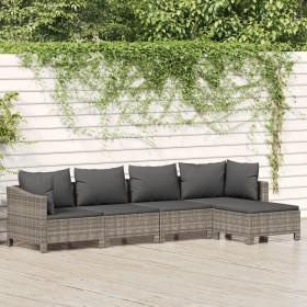 5-teiliges Gartenmöbel-Set und graue synthetische Rattankissen von vidaXL, Gartensets - Ref: Foro24-3187270, Preis: 327,32 €,...