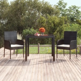 Garden table glass surface PE rattan black 90x90x75 cm by vidaXL, Garden tables - Ref: Foro24-319895, Price: 100,99 €, Discou...