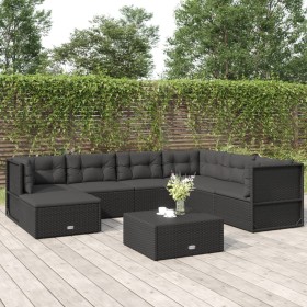 7-piece garden furniture set with black synthetic rattan cushions by vidaXL, Garden sets - Ref: Foro24-3187132, Price: 586,99...