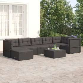 Set de muebles de jardín y cojines 7 pzas ratán sintético negro de vidaXL, Conjuntos de jardín - Ref: Foro24-3187115, Precio:...