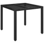 Mesa de jardín superficie de vidrio ratán PE negro 90x90x75 cm de vidaXL, Mesas de jardín - Ref: Foro24-319895, Precio: 100,2...