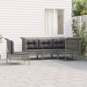 5-teiliges Gartenmöbel-Set und graue synthetische Rattankissen von vidaXL, Gartensets - Ref: Foro24-3187522, Preis: 302,99 €,...