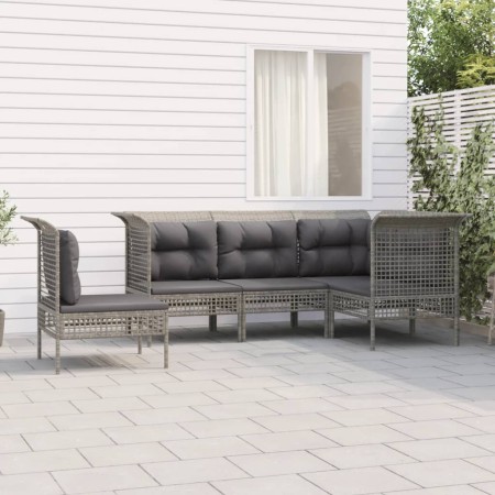 5-teiliges Gartenmöbel-Set und graue synthetische Rattankissen von vidaXL, Gartensets - Ref: Foro24-3187522, Preis: 320,99 €,...